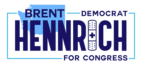 brent hennrich for congress washington campaign logo blue with a healthcare bandaid