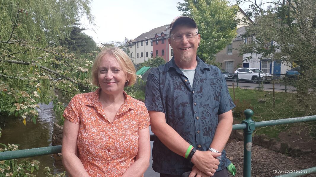 Scott Williams and Dawn Rivers standing in Dawlish