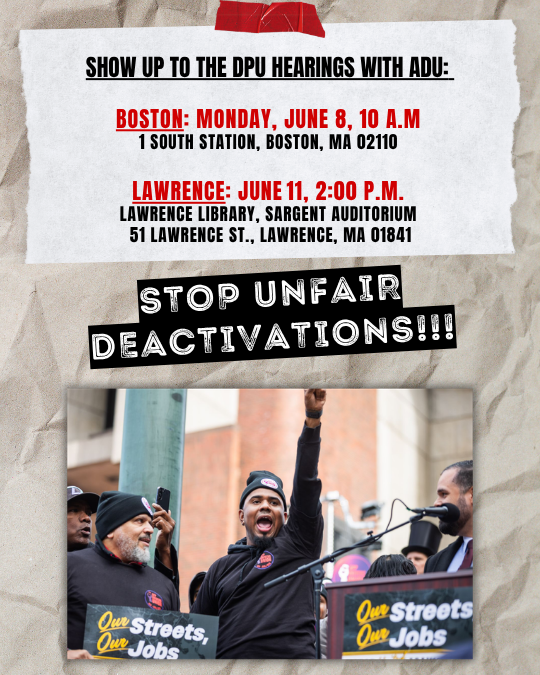 ADU drivers rallying at Boston City Hall