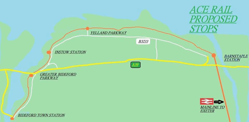 Proposed stops on ACE rail line
