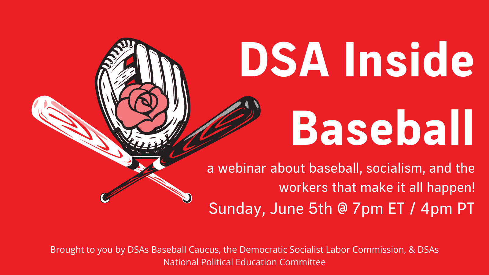 A DSA logo in a baseballs mitt on a red background 