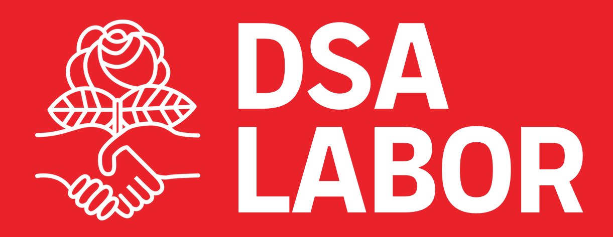 DSA Labor Logo: white text on red background 