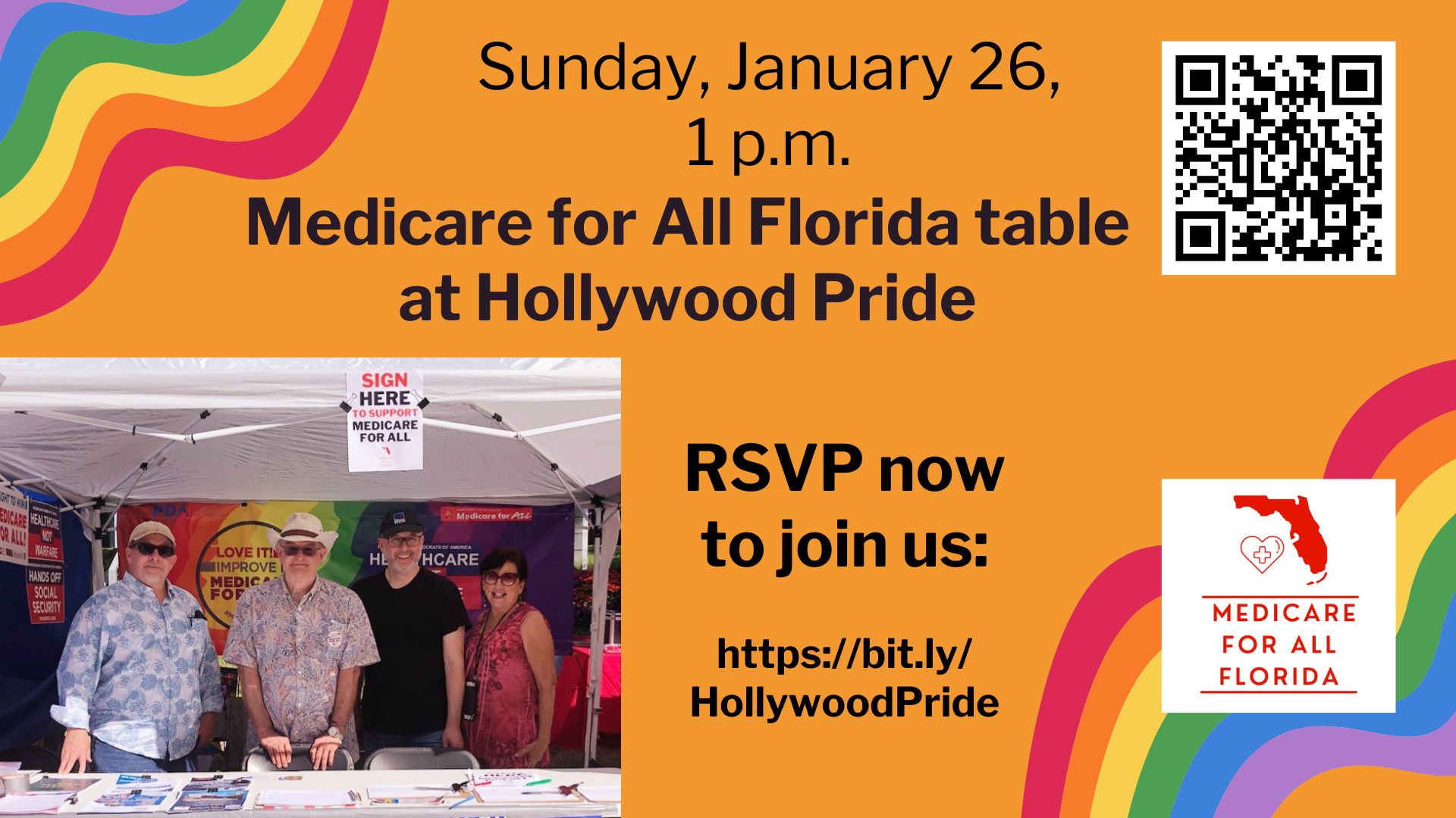 Event image for Medicare for All Florida table at Hollywood Pride on January 26