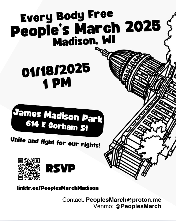 SAVE THE DATE  INAUGURATION RALLY + MARCH  JAMES MADISON PARK MADISON, WI SAT JAN 18 2024 1 PM  OUR POWER. 
