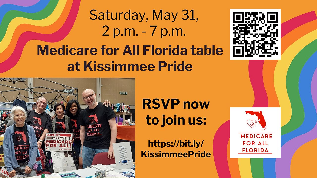 Event image May 31 Medicare for All Florida table at PrideFest Kissimmee