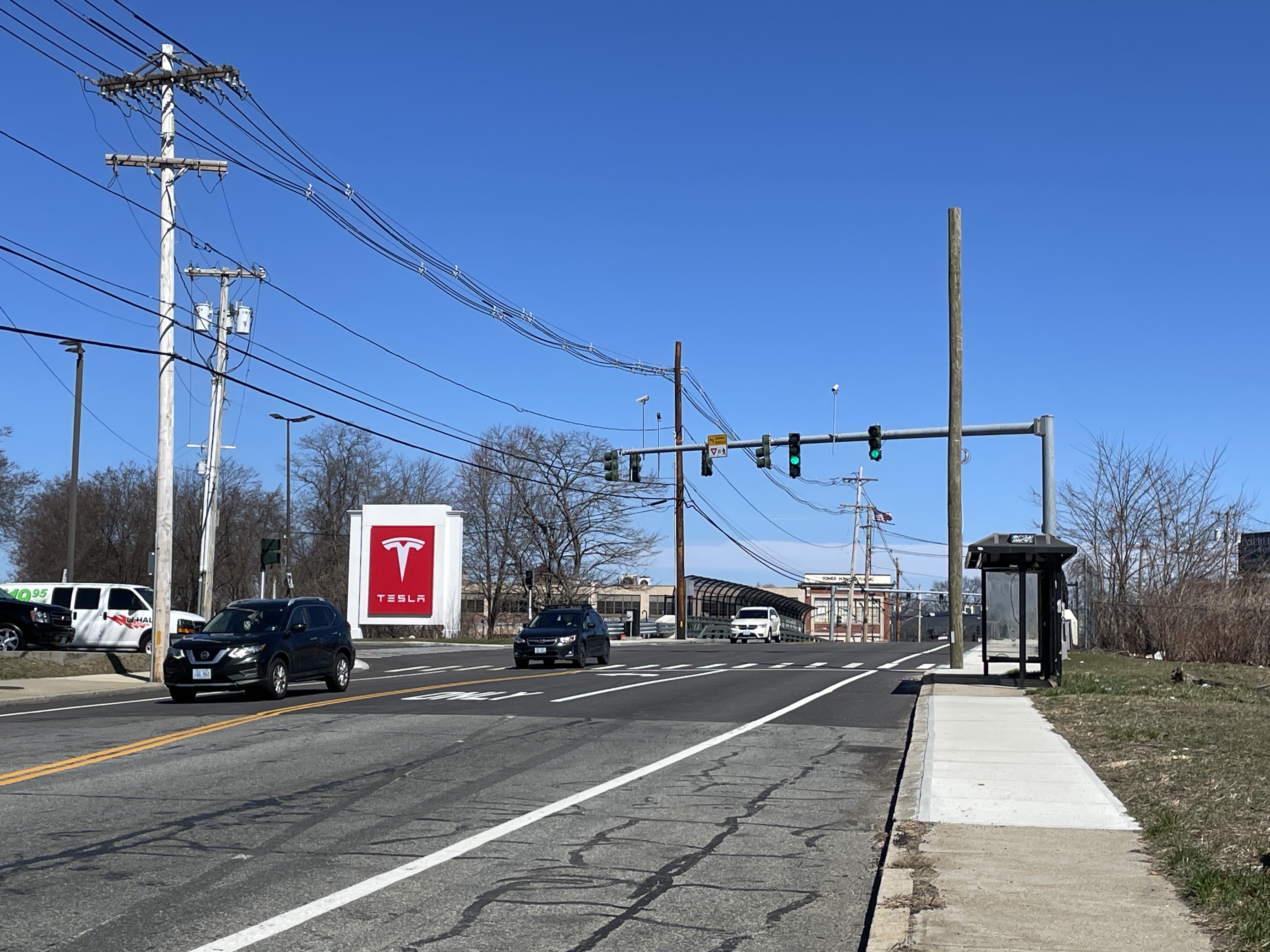 Reservoir Ave by Tesla service center.
