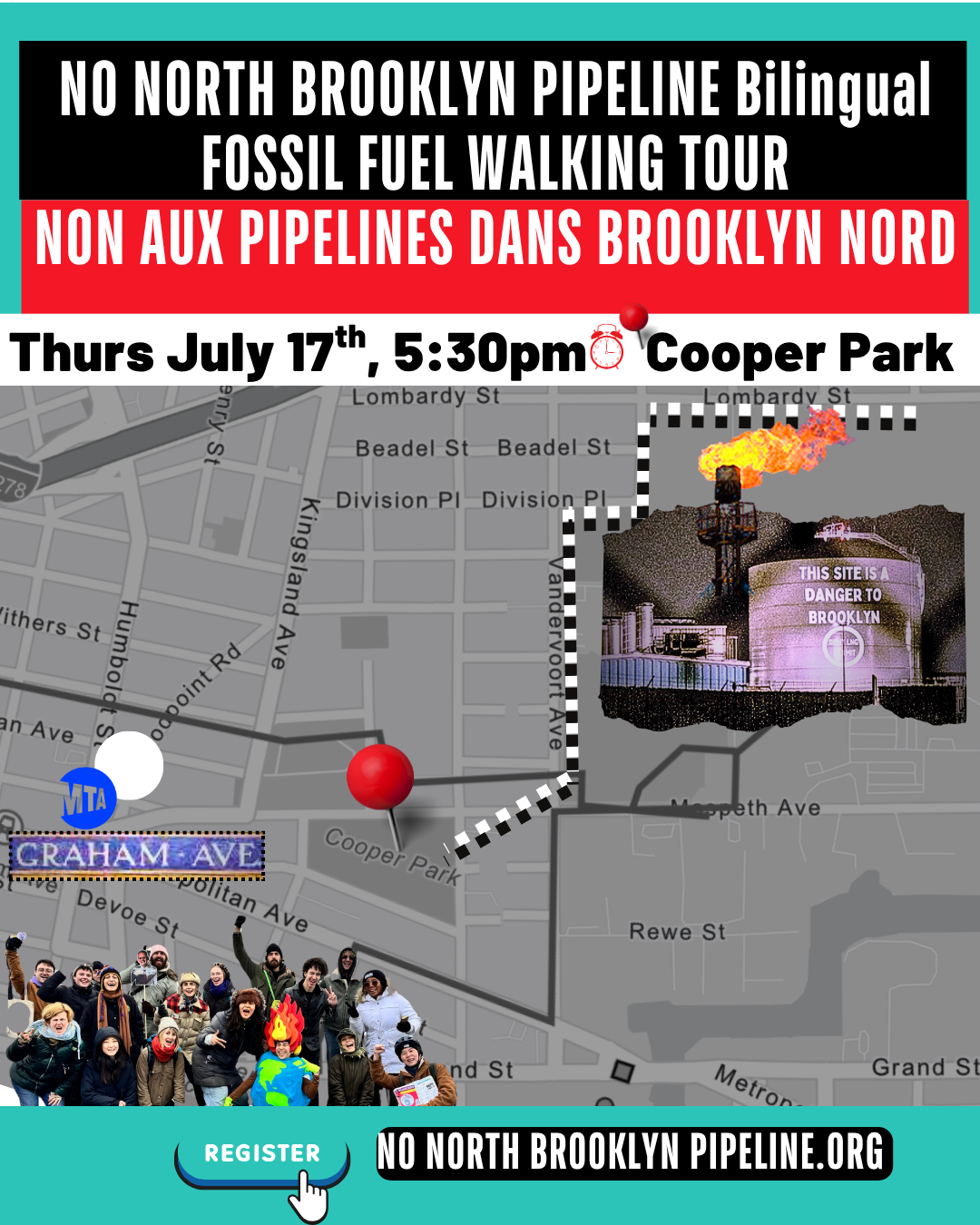An image of a map of Cooper Park and the walking path to the National Grid facility. 