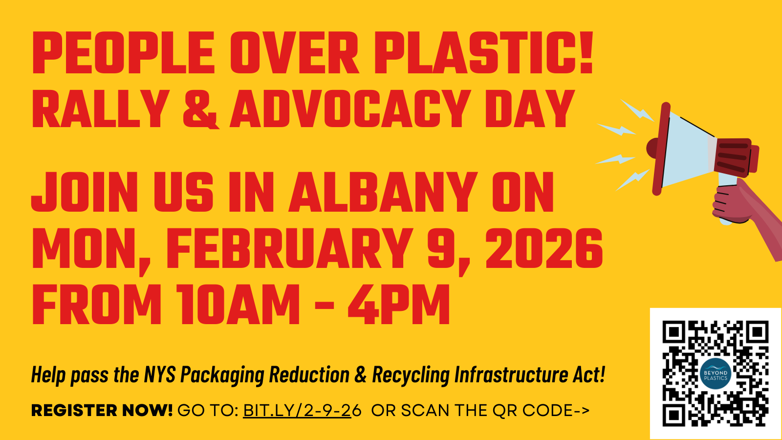 Join us on February 9, 2026 in Albany, NY to put people over plastic in New York!