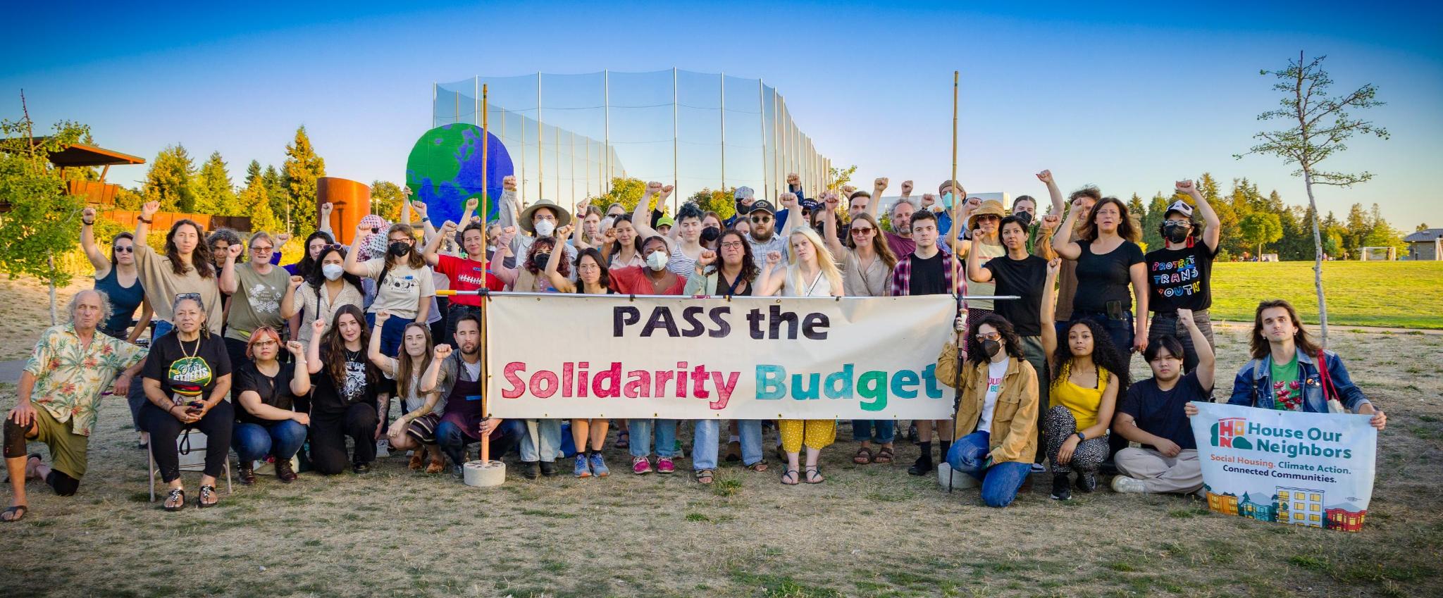 Seattle Solidarity Budget 2025 kickoff event group photo