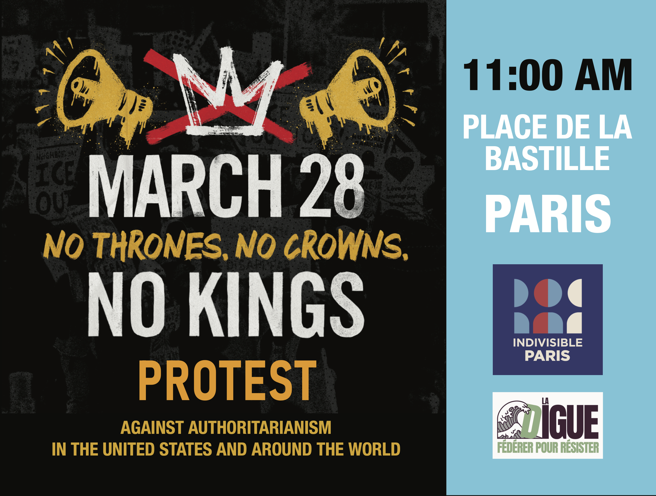 NO KINGS 3 in Paris, France at 11A, place de la Bastille 75011