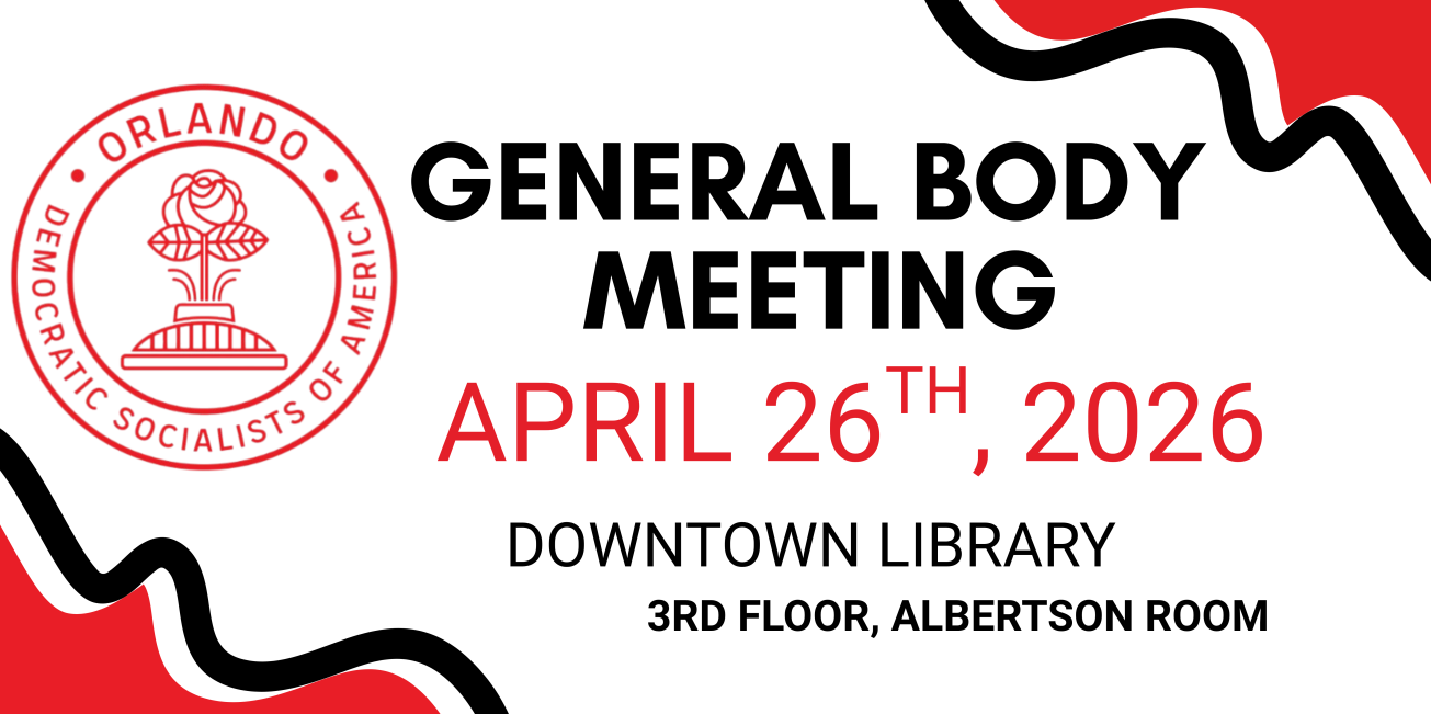 image has ODSA logo and advertises that the general body meeting will be held on April 26th at the Orlando Public Library