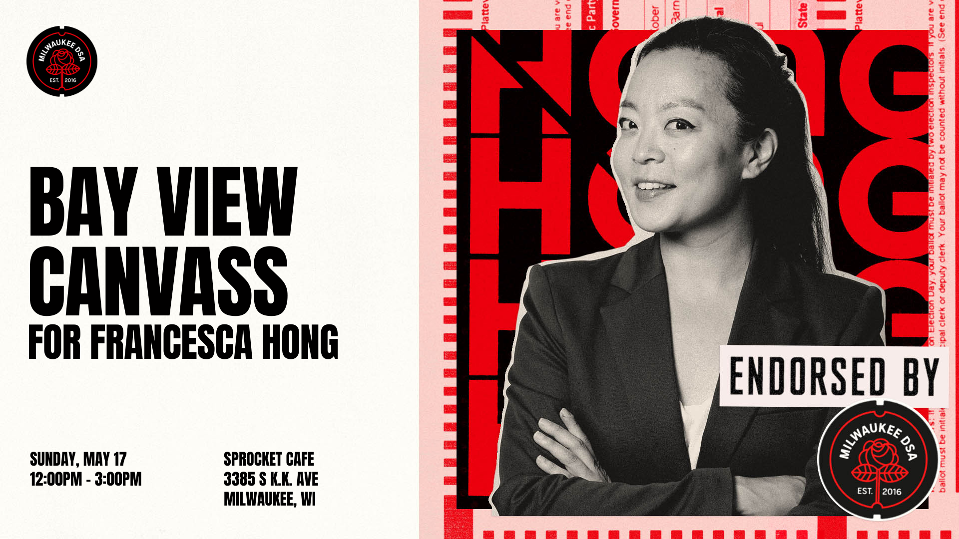 An image of Francesca Hong with text that says "Bay View Canvass"
