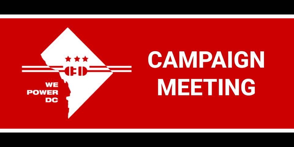 We Power logo with the words "campaign meeting"
