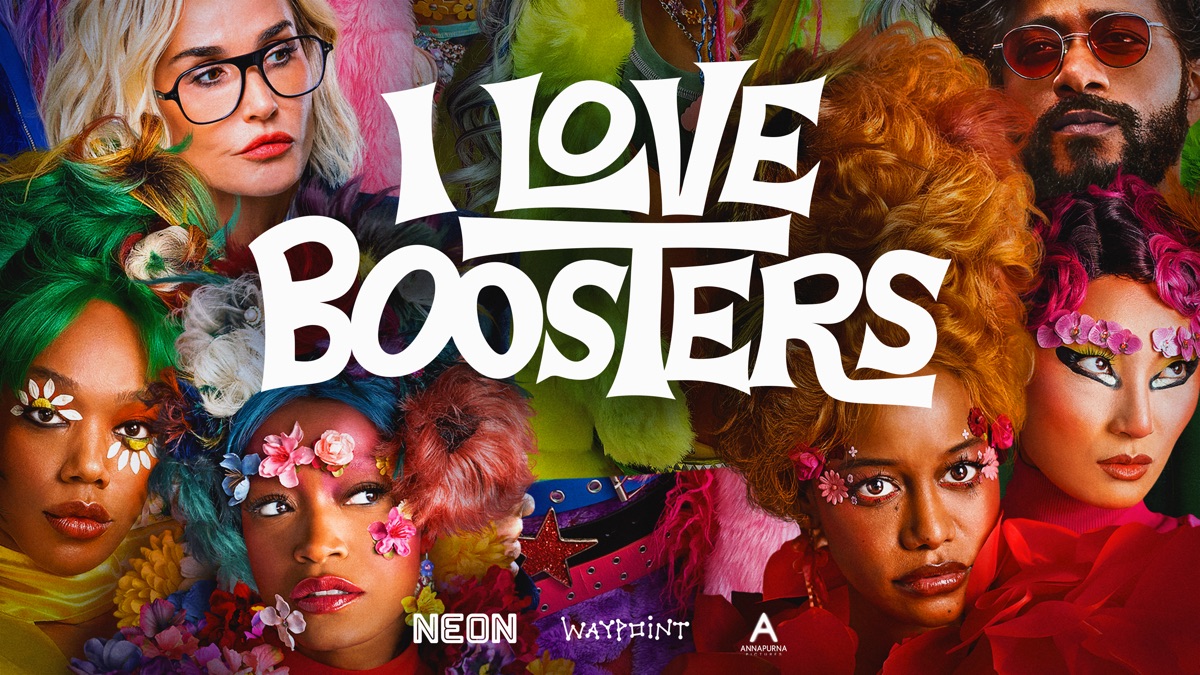 Colorful poster for I Love Boosters