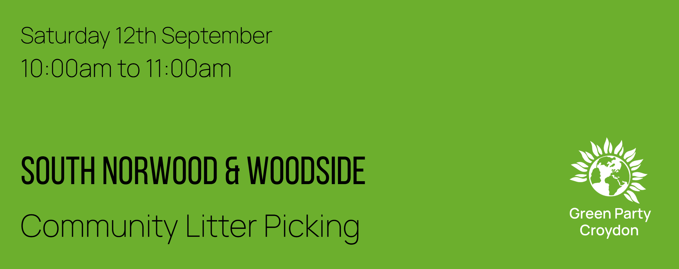 Saturday 12th  11:00am to 12:00 noon // Fairfield // Community Litter Picking