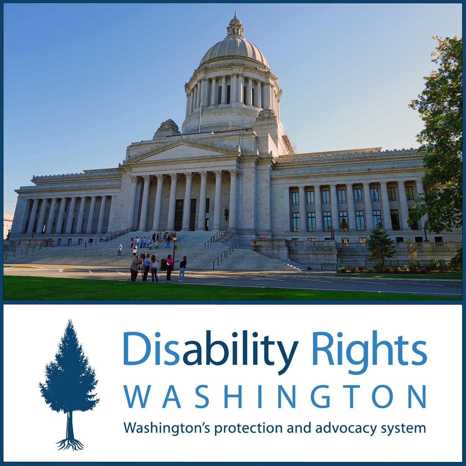 Image of Washington State Capitol building with DRW logo beneath it.