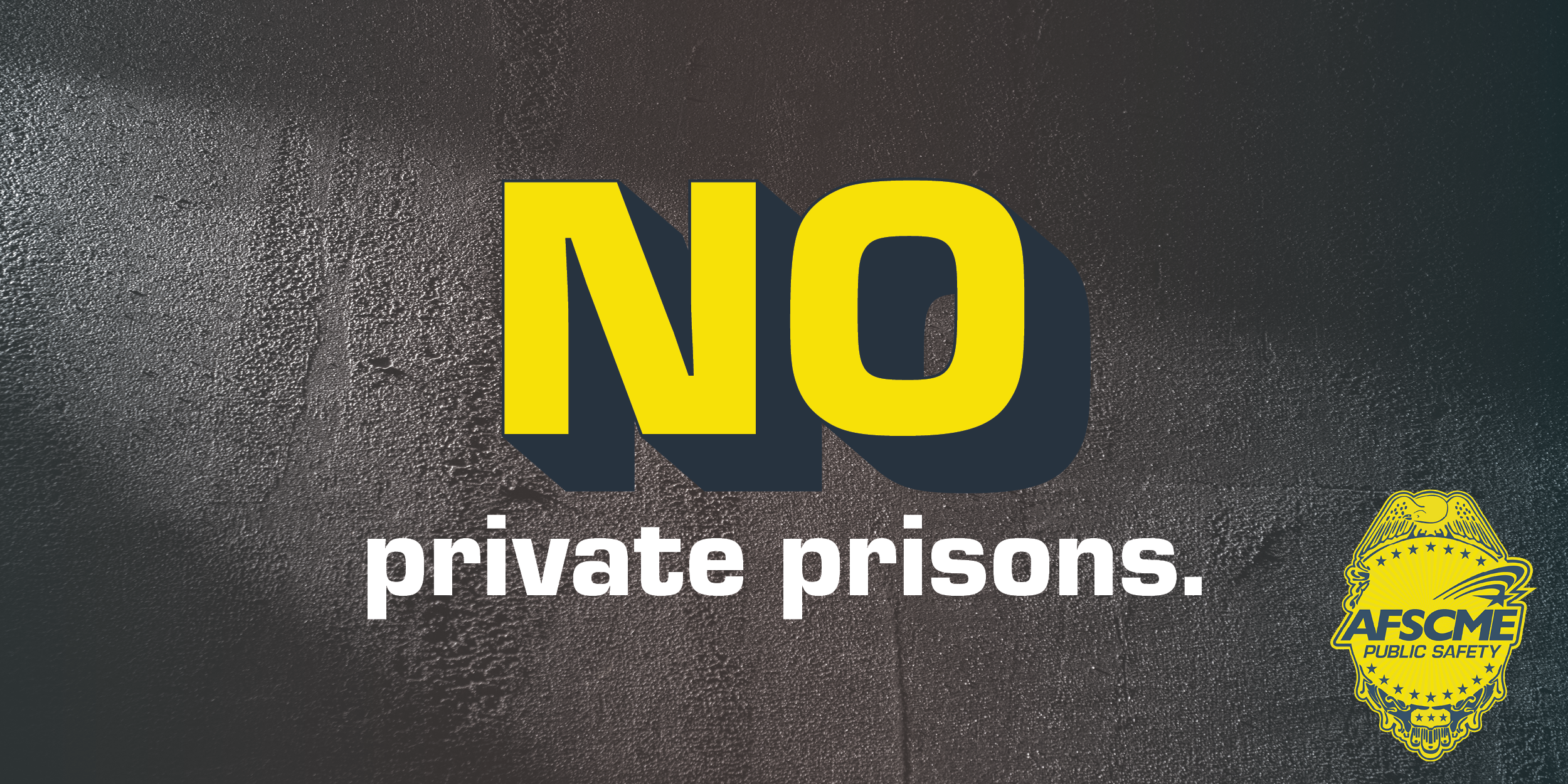 No private prisons. AFSCME Public Safety logo.
