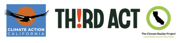 logos of CAC, Climate Reality CA Coaliton, and Third Act