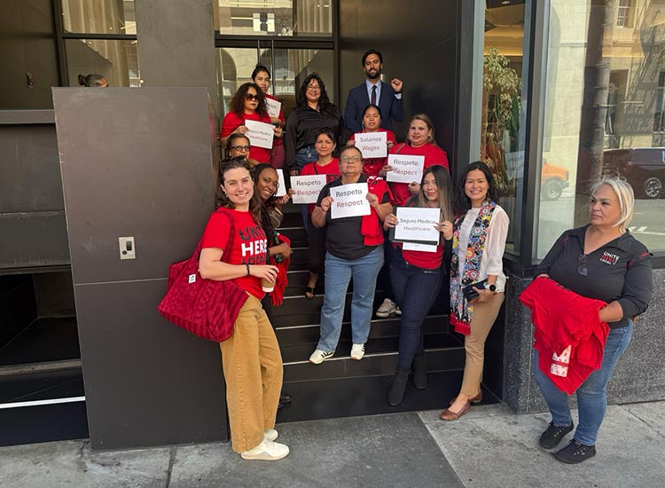 Workers of the Hollywood Roosevelt hotel gather, intend to unionize