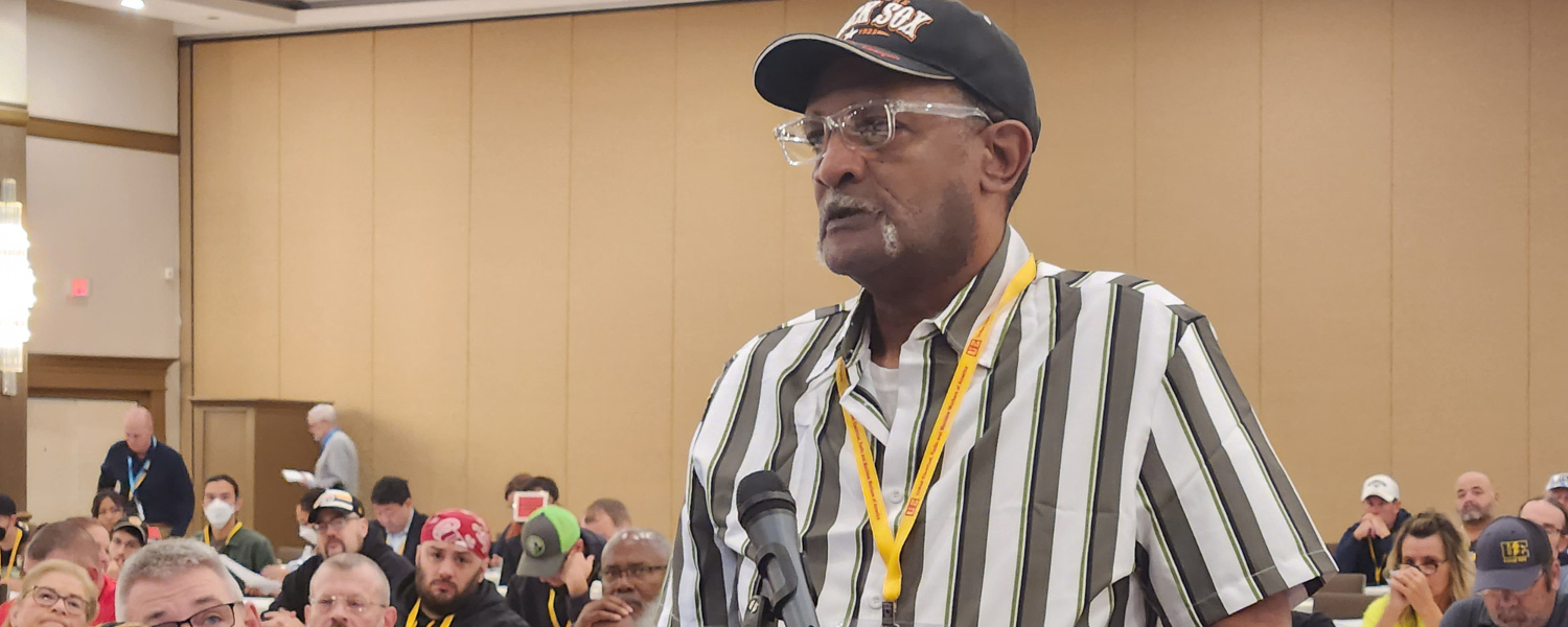 UE Local 1177 member Cedric Whelchel speaking