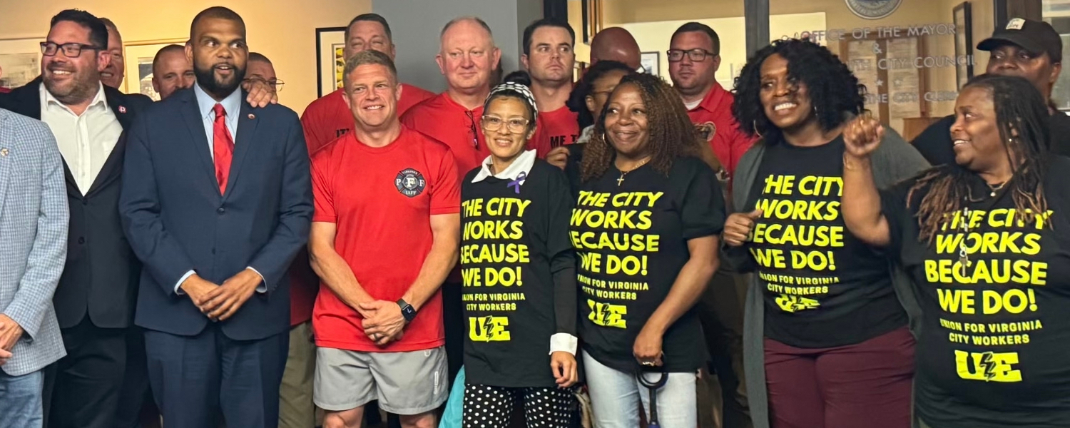 Portsmouth, VA public-sector workers celebrate winning a collective bargaining ordinance.