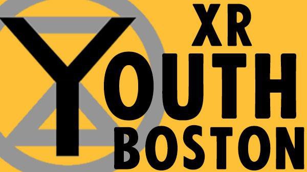 XR Youth Boston logo, black lettering on yellow background