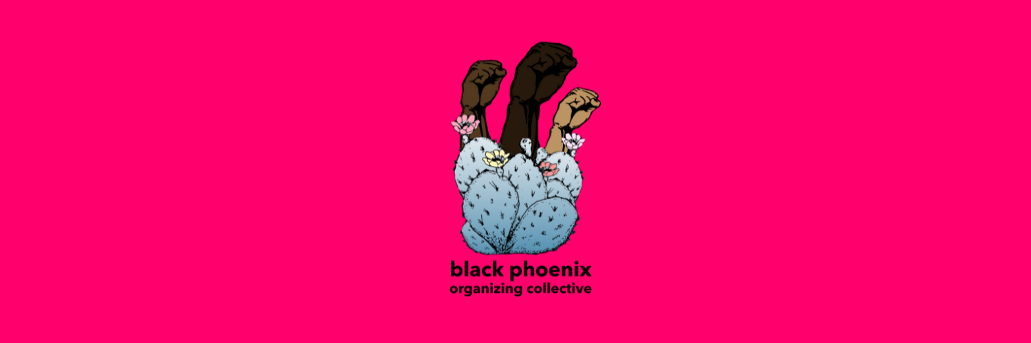 Black Phoenix Organizing Collective with pink background and logo