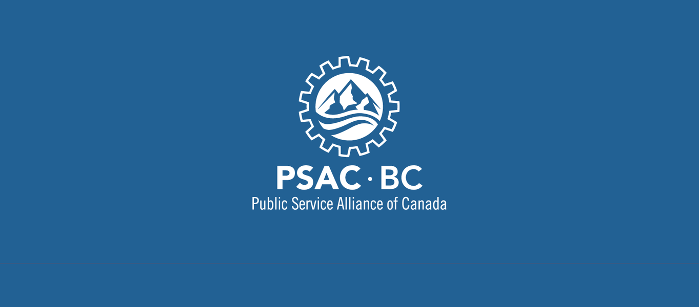 PSAC BC logo, gears on blue background