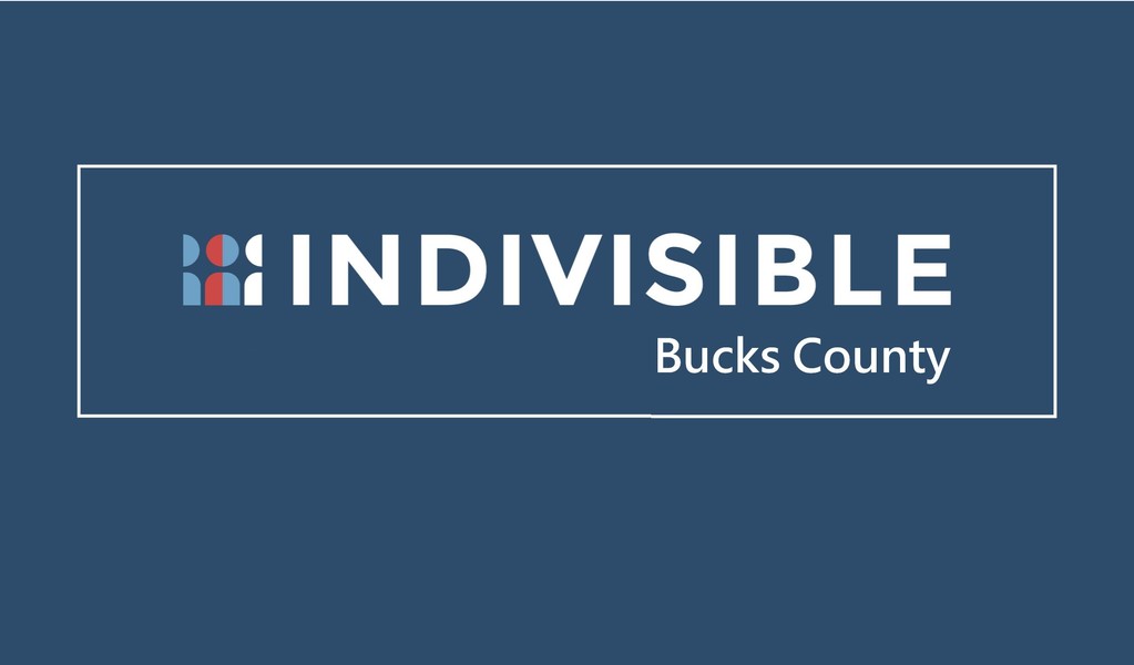 Blue background, with text reading "Indivisible Bucks County"