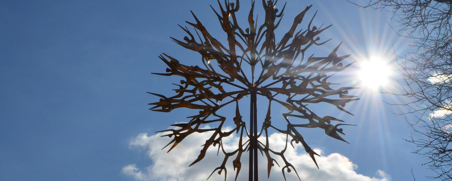 Photo of the Columbia People Tree with the sunshine in the background