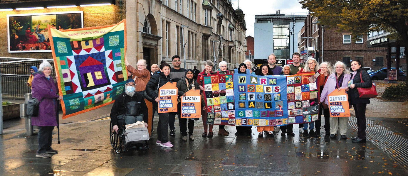 Ilford for Warm Homes banners with craftivists