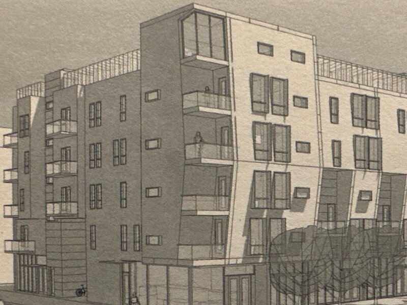 A sketch of a housing development on Parcel K.