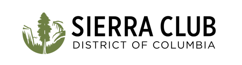 Sierra Club District of Columbia with Sierra Club green tree logo. 