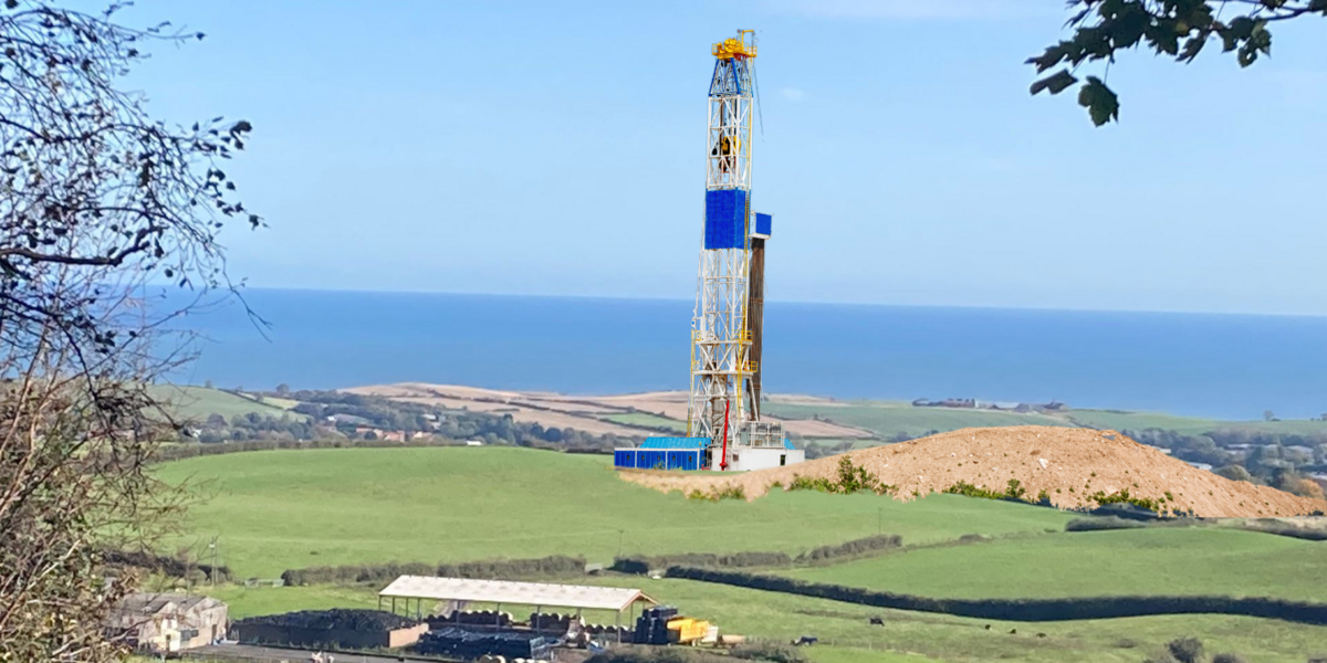 superimposed picture of rig on the site
