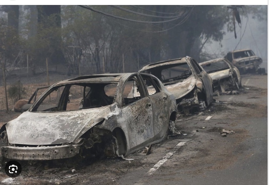 burned cars during evacuation