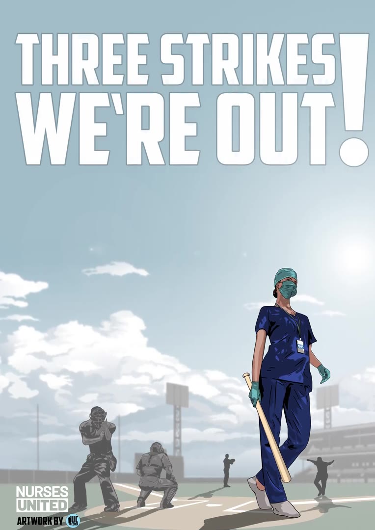 An image of a nurse walking off the pitch after being struck out