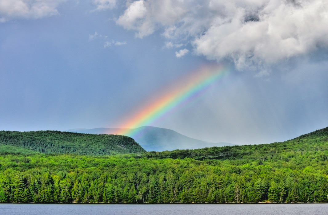 Photo of Lake Tarleton with a rainbow.
