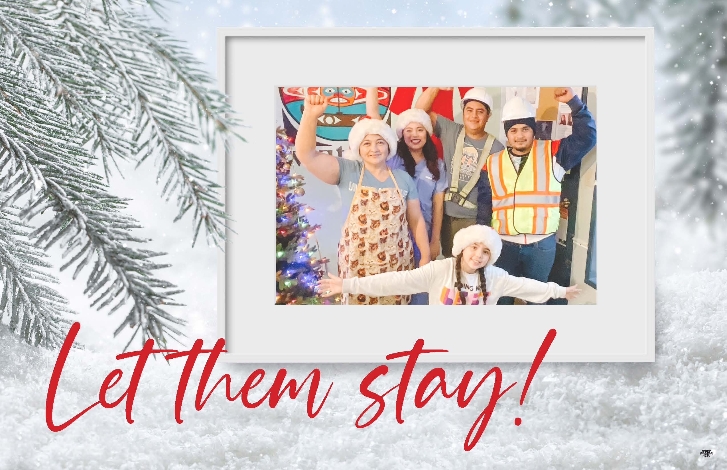 Family Christmas Photo with header Let Them Stay