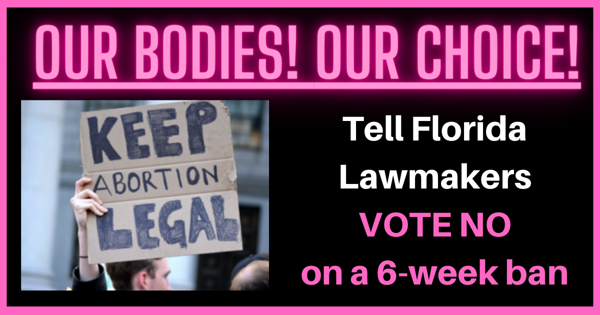 tell florida lawmakers vote no on a 6 week abortion ban