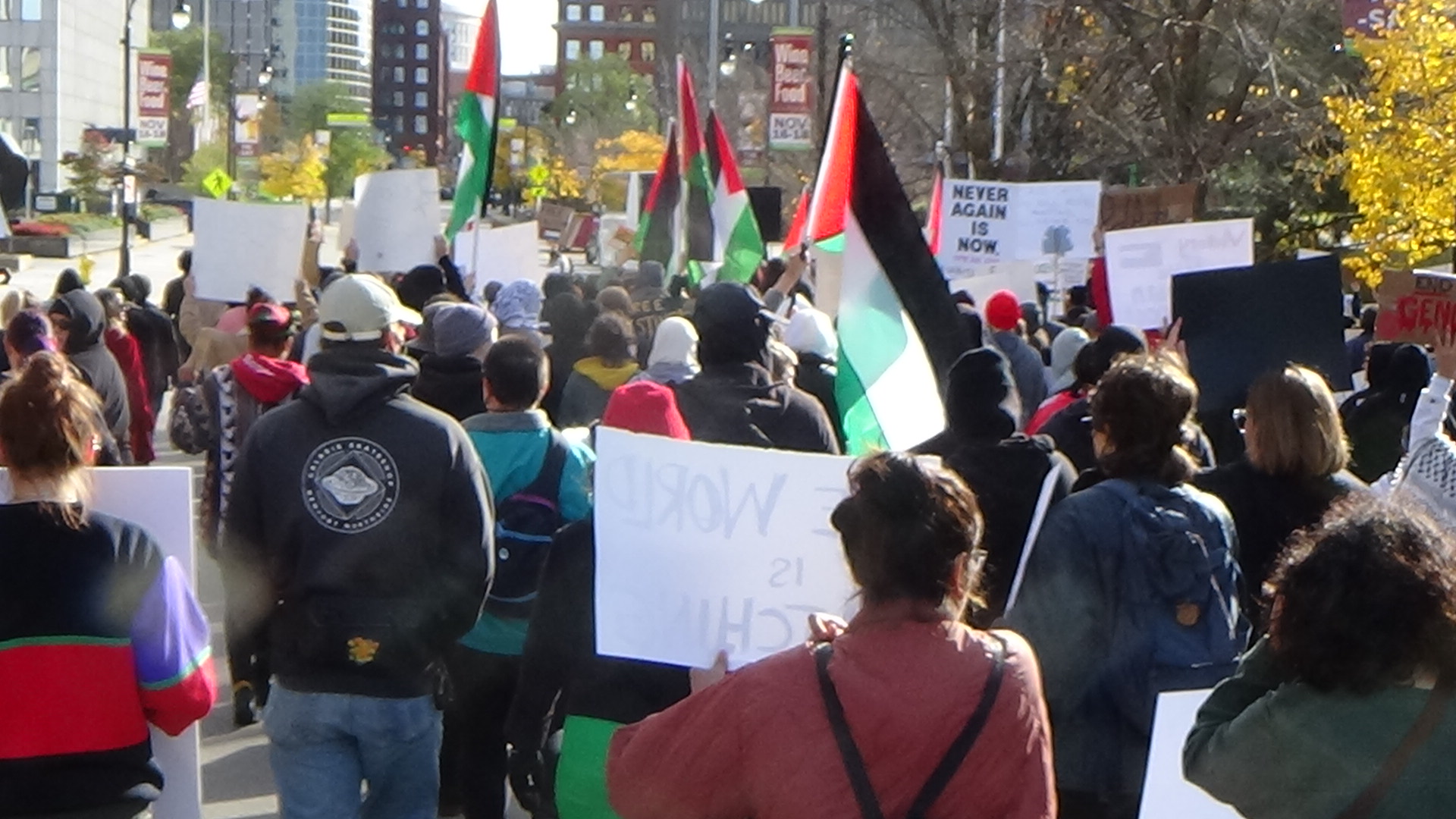 A photo of a march for Palestine Solidarity in Grand Rapids Michigan