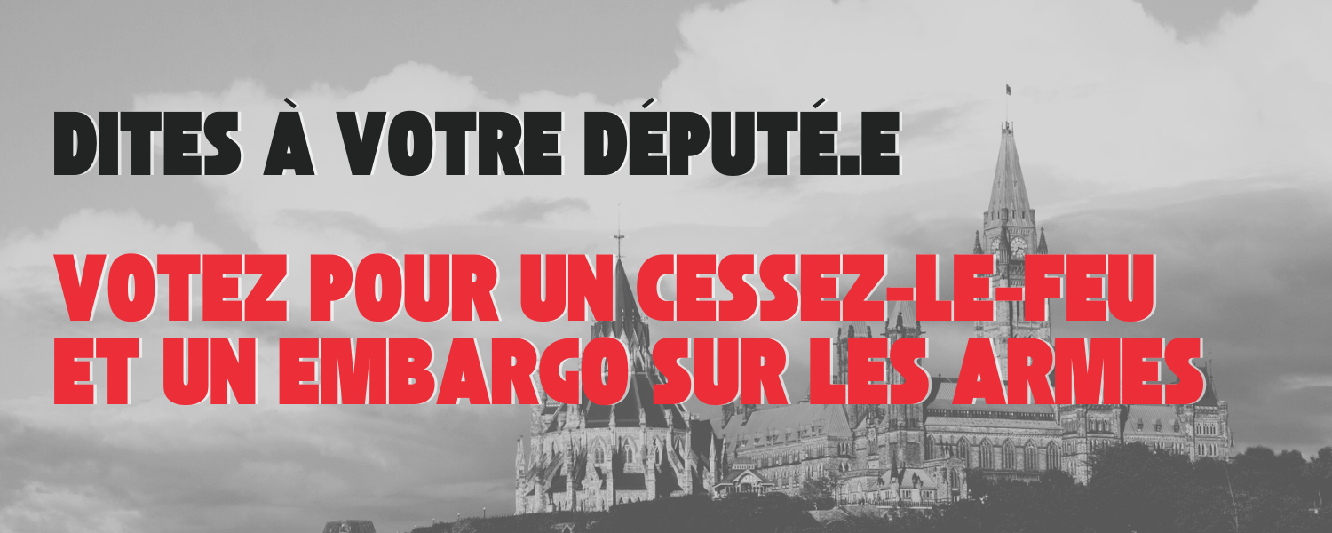 Dites à votre député.e  Votez pour un cessez-le-feu et un embargo sur les armes