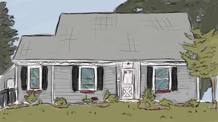 Drawing of a peer respite (Afiya in Northampton, Massachusetts)