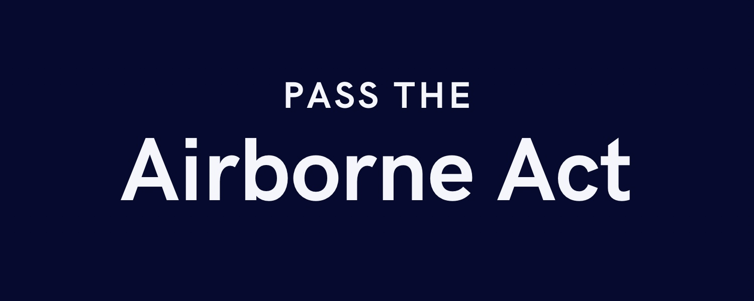 White text on a navy background reading, “Pass the Airborne Act”