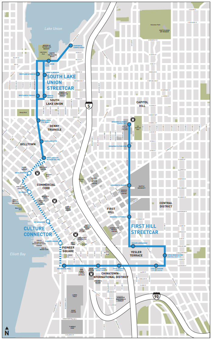 Seattle Streetcar System with Planned Culture Connector
