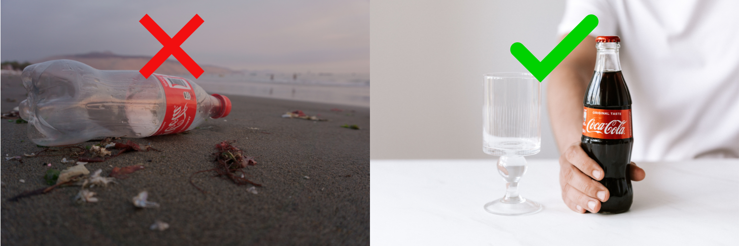 Plastic Coke bottle floating in the ocean, courtesy of NOAA