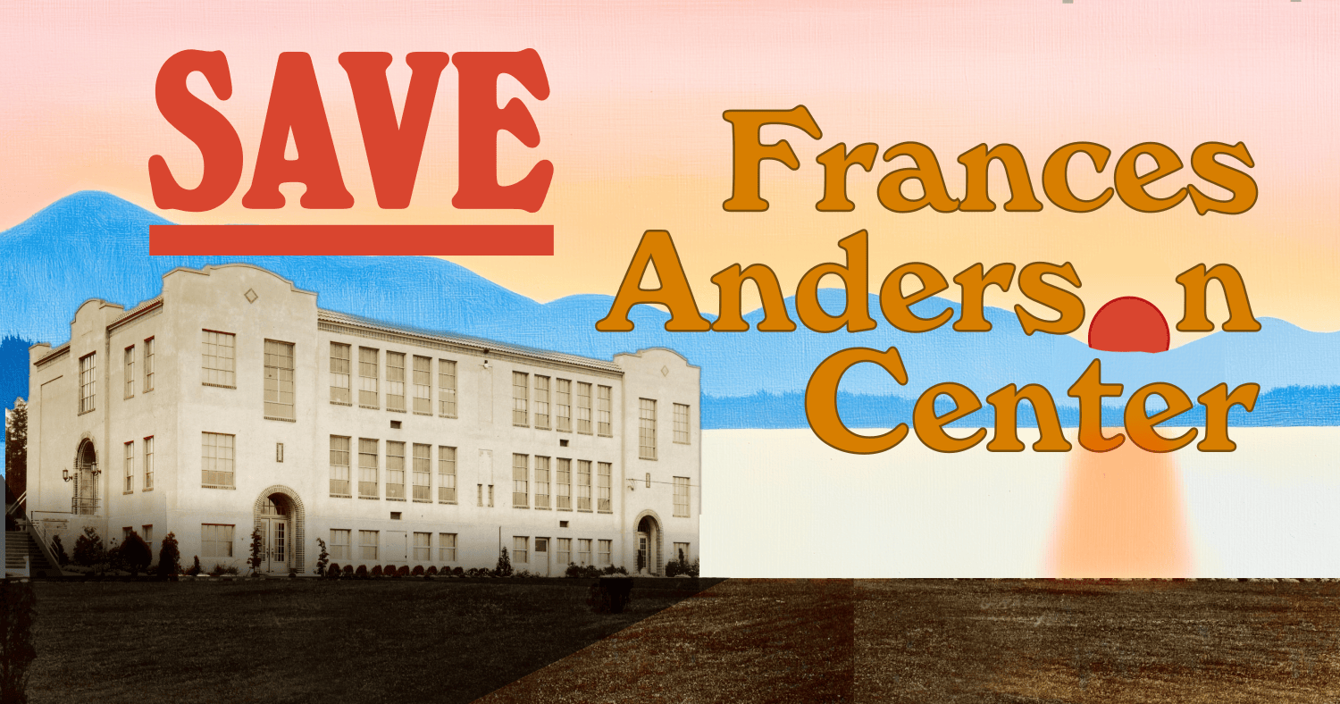 A banner reading "Save Frances Anderson Center"