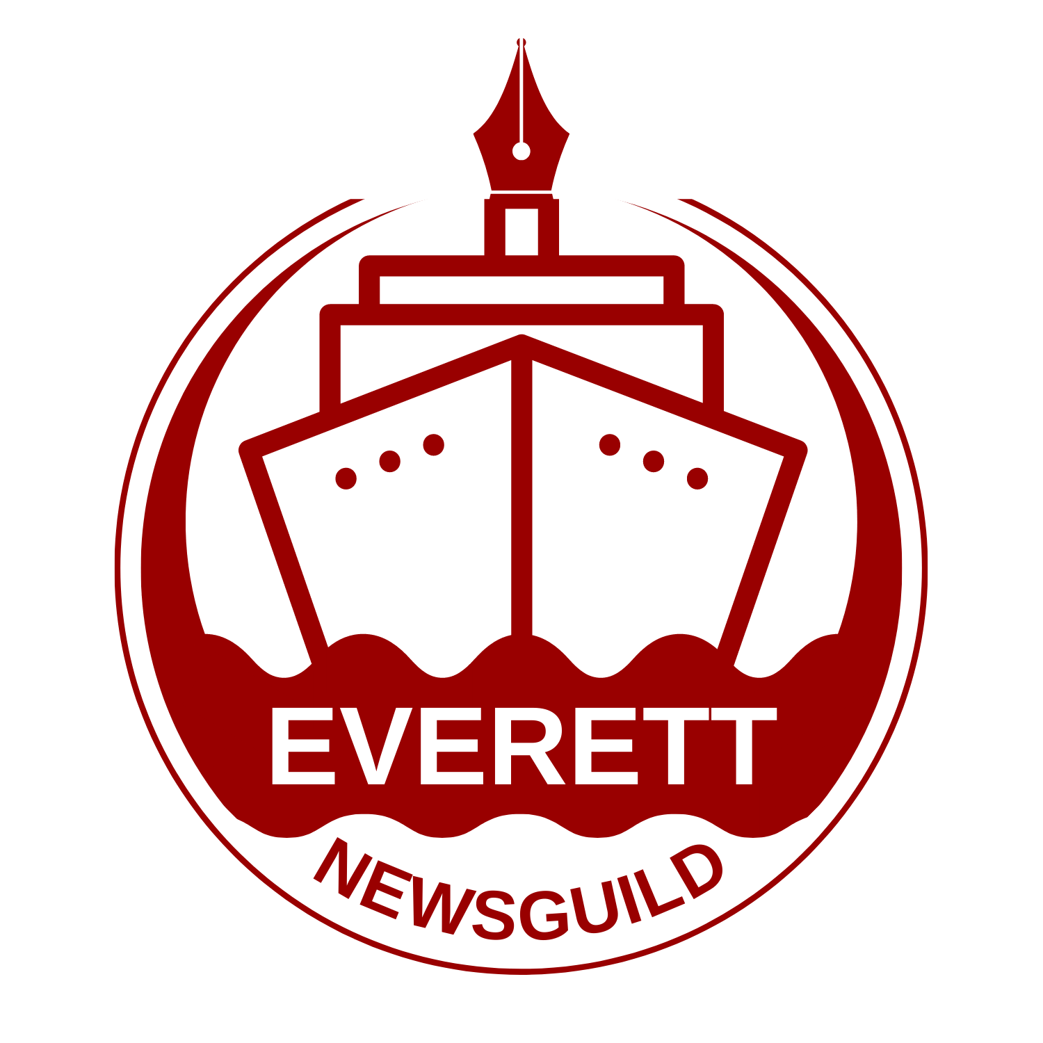 Logo for the Everett NewsGuild depicting red steamboat
