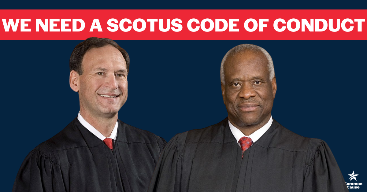 Clarence Thomas and Samuel Alito over text saying We need a Supreme Court Code of Conduct