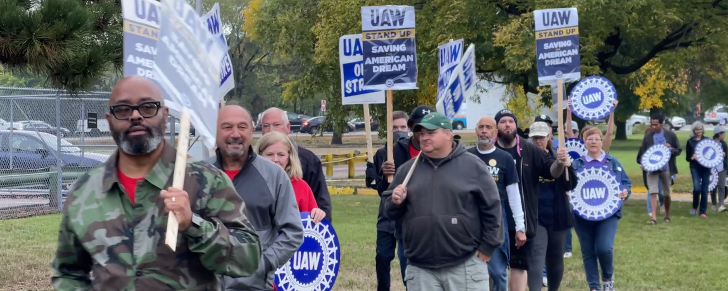 UAW workers in Plymouth, MN on strike.