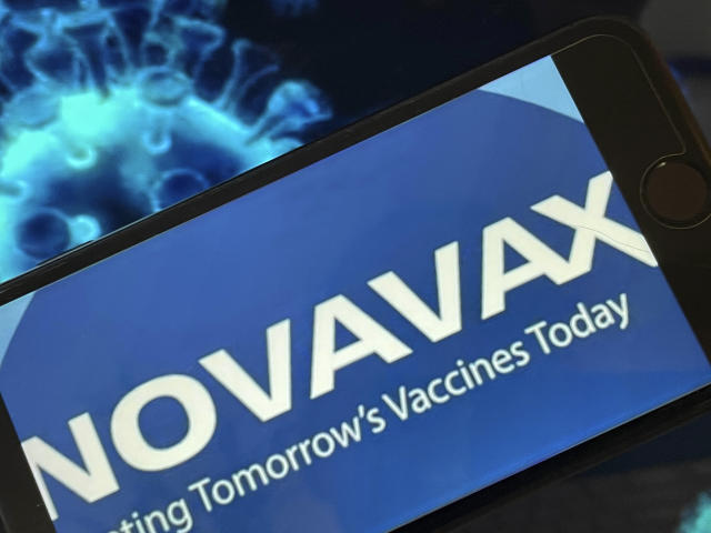 The word Novavax is at a slant.